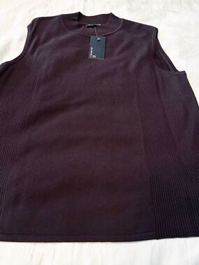 PULLOVER, MOCK NECK, CHOCOLATE, SIZE 3X, COTTON VISCOSE NYLON BLEND, STRETCHY,